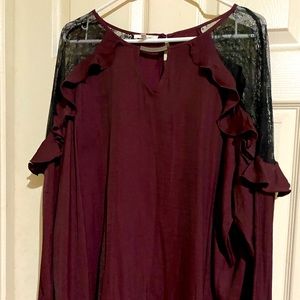 Silky, lace detail blouse